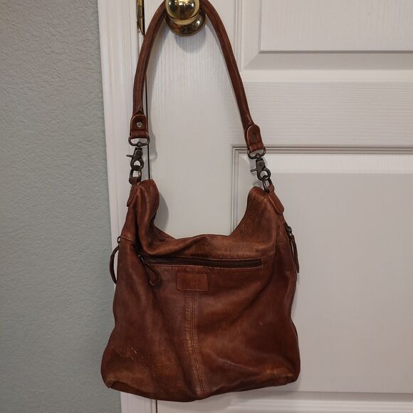 Bull And Hunt 0370 Heritage Distressed Brown Soft Leather Hobo Boho Shoulder Bag - Picture 1 of 16